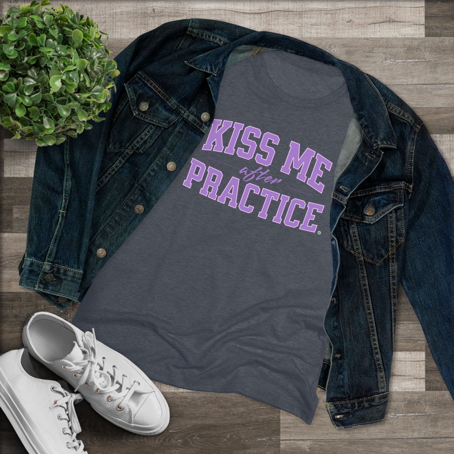 Kiss Me After Practice - Lilac Text - Tri-blend Tee