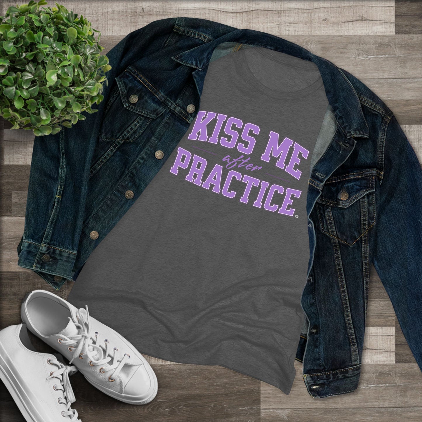 Kiss Me After Practice - Lilac Text - Tri-blend Tee