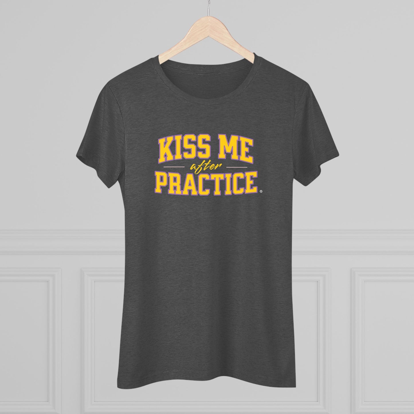Kiss Me After Practice - Yellow Text - Tri-blend Tee