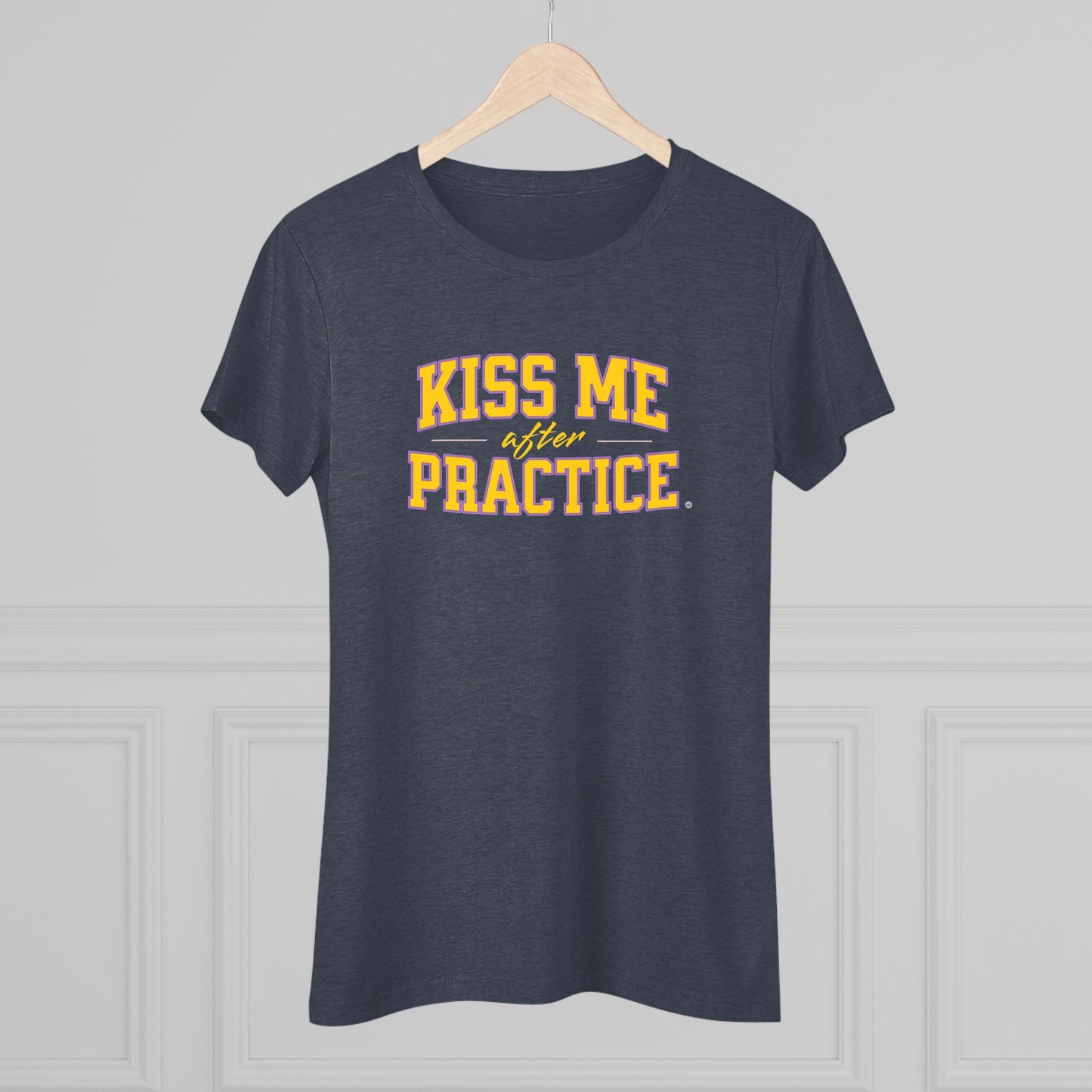 Kiss Me After Practice - Yellow Text - Tri-blend Tee
