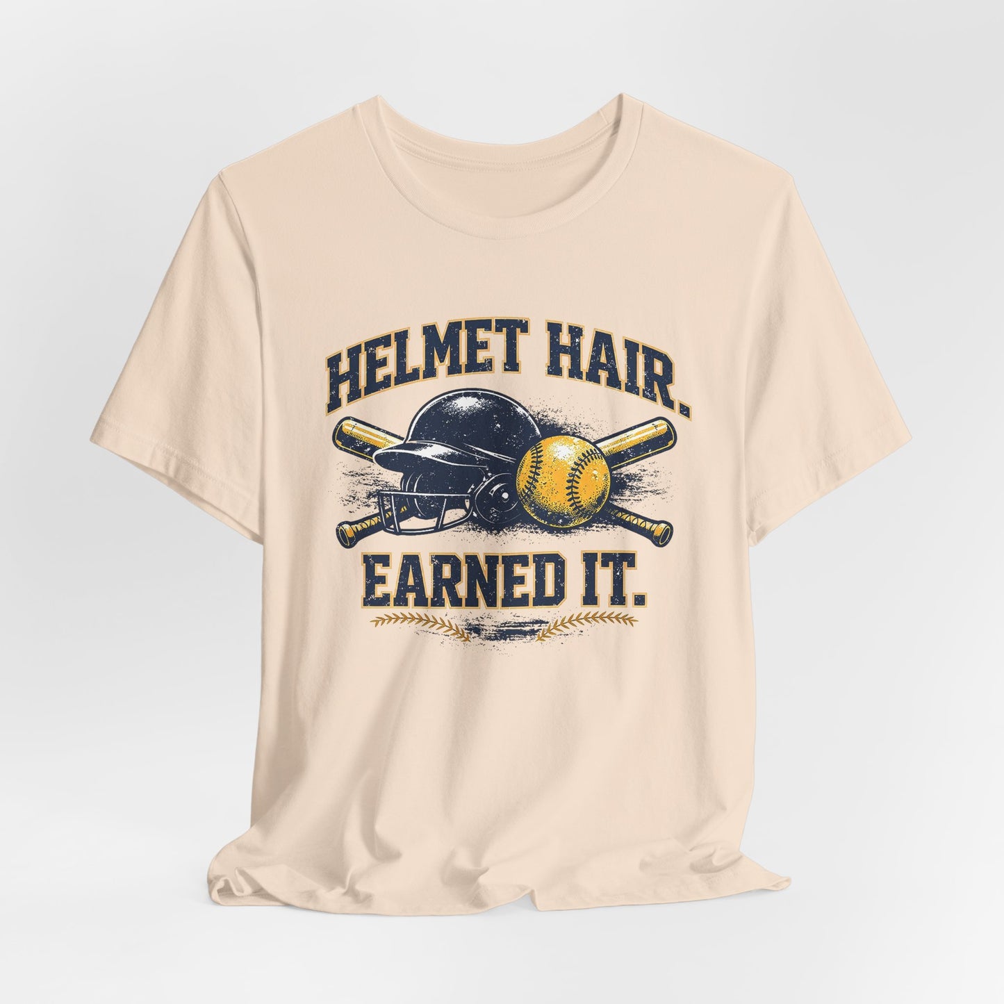 Helmet Hair Earned It Softball Graphic Tee