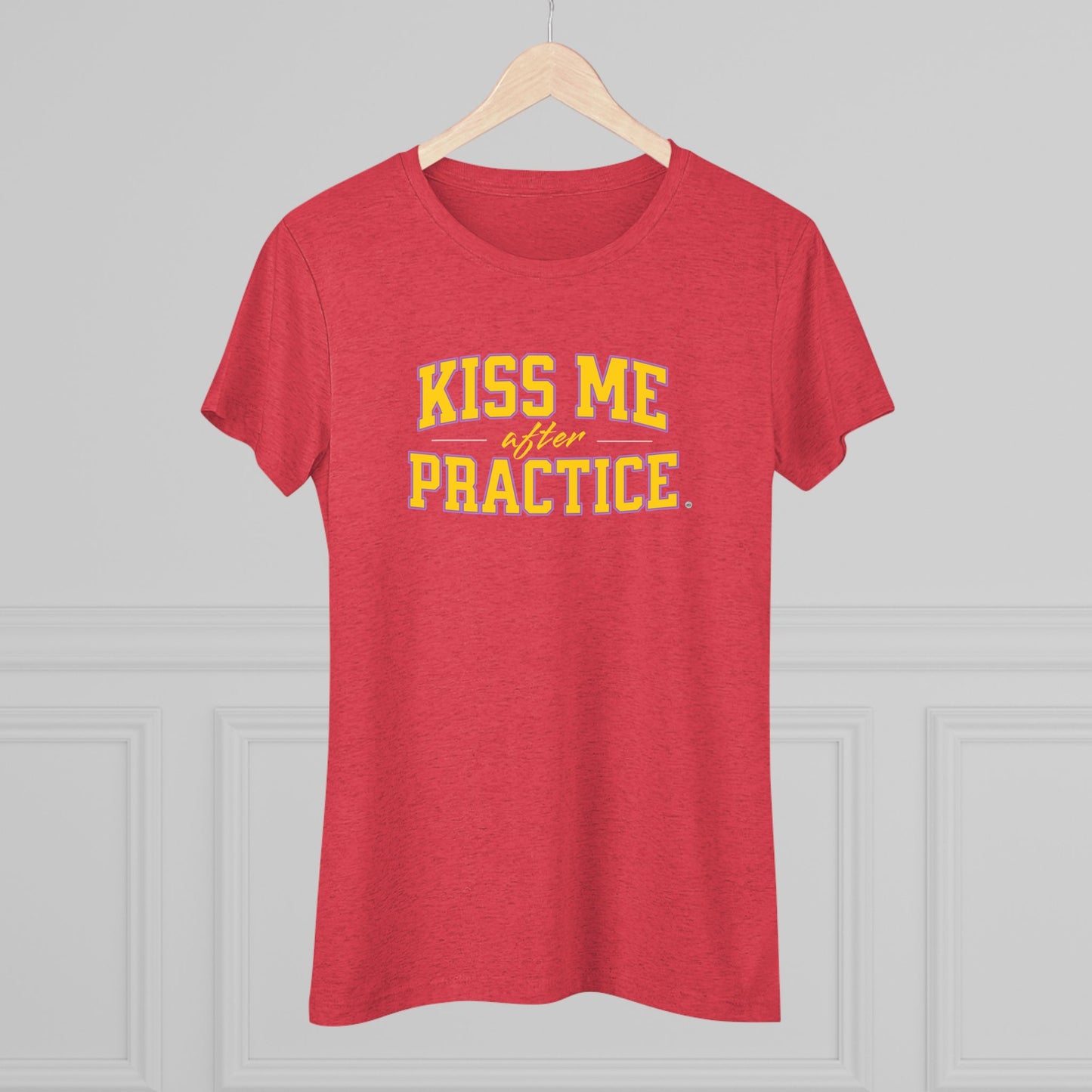Kiss Me After Practice - Yellow Text - Tri-blend Tee
