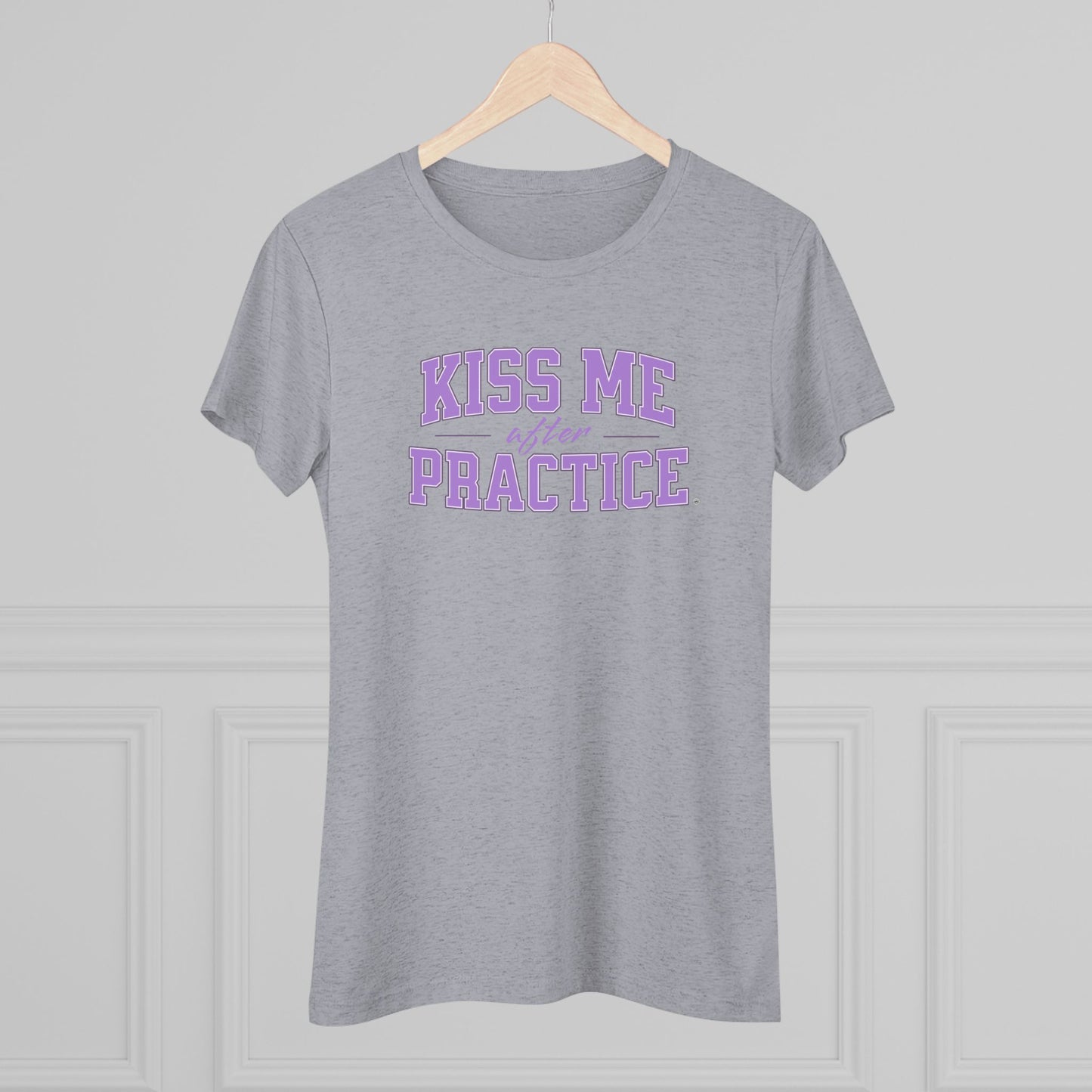 Kiss Me After Practice - Lilac Text - Tri-blend Tee