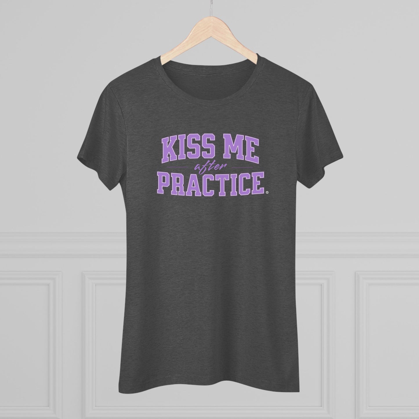 Kiss Me After Practice - Lilac Text - Tri-blend Tee