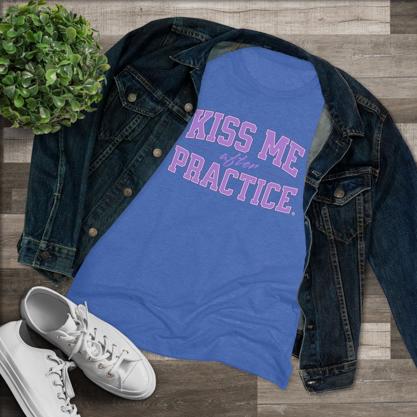 Kiss Me After Practice - Lilac Text - Tri-blend Tee