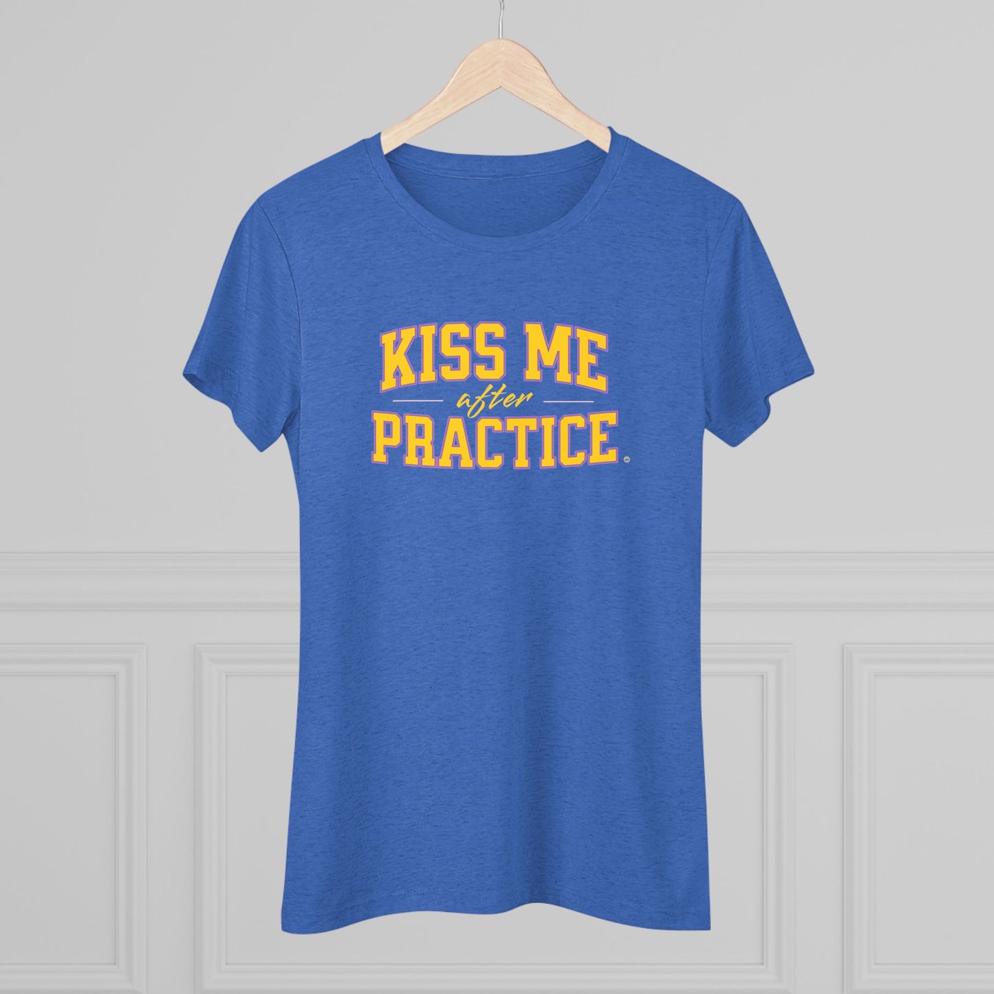 Kiss Me After Practice - Yellow Text - Tri-blend Tee