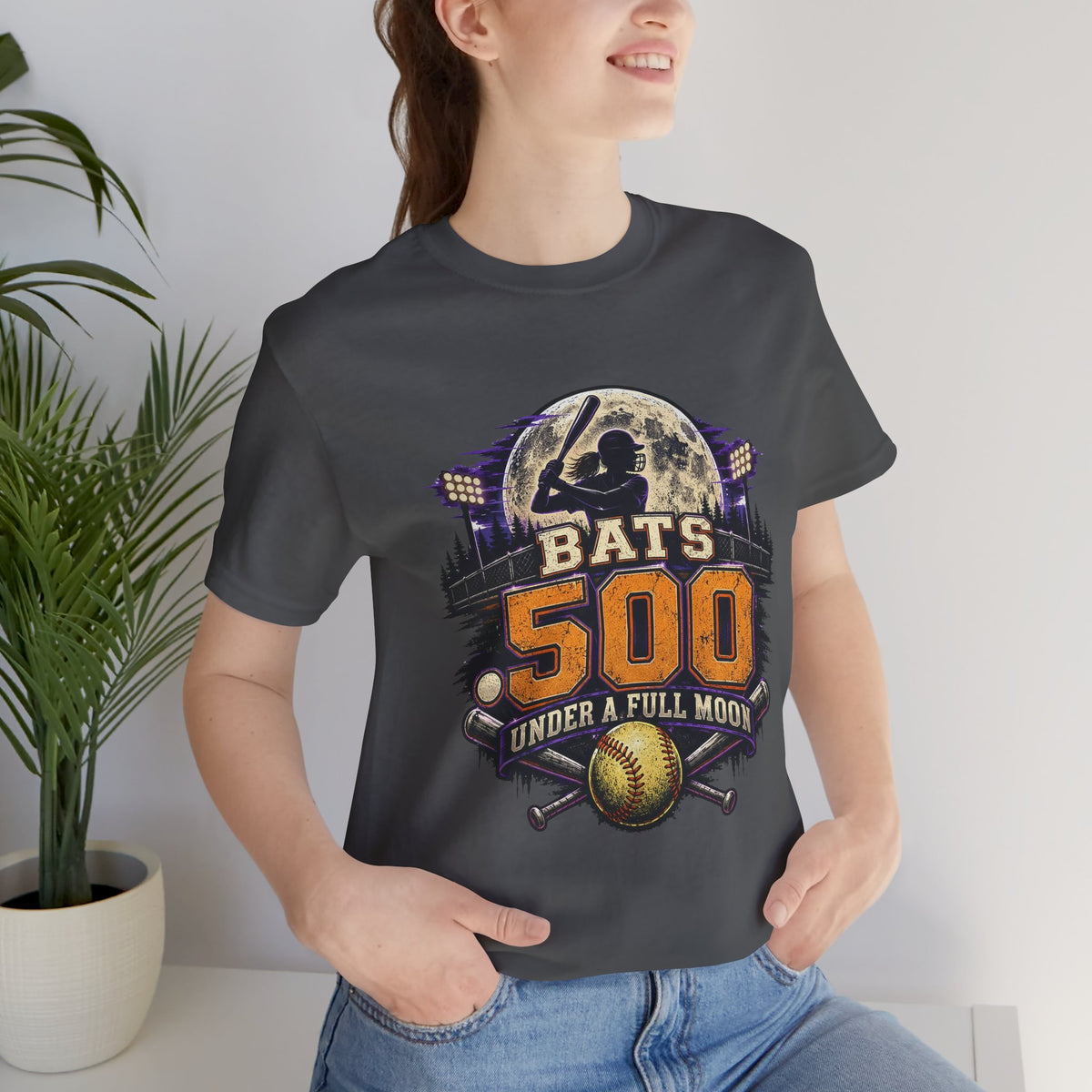 Bats .500 Under a Full Moon Softball Tee | APG After Dark | Unisex T-Shirt