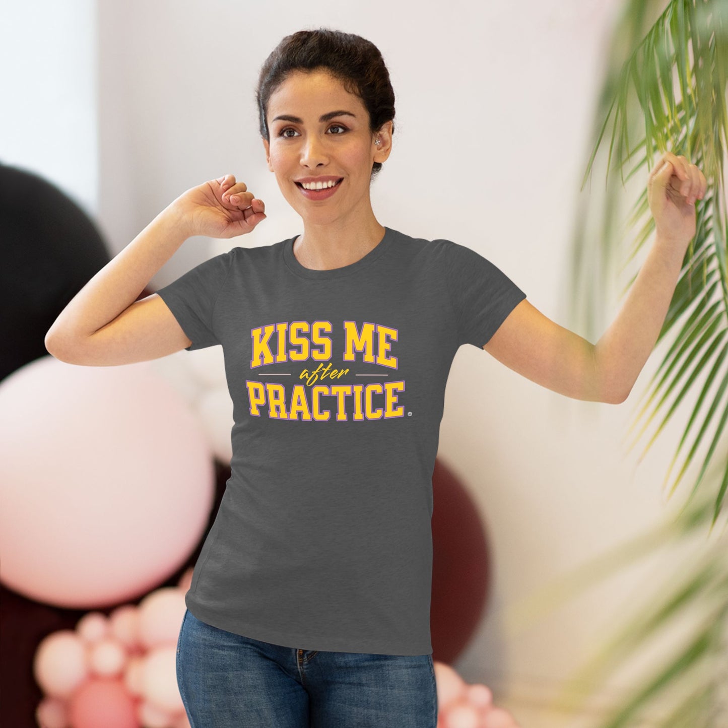 Kiss Me After Practice - Yellow Text - Tri-blend Tee