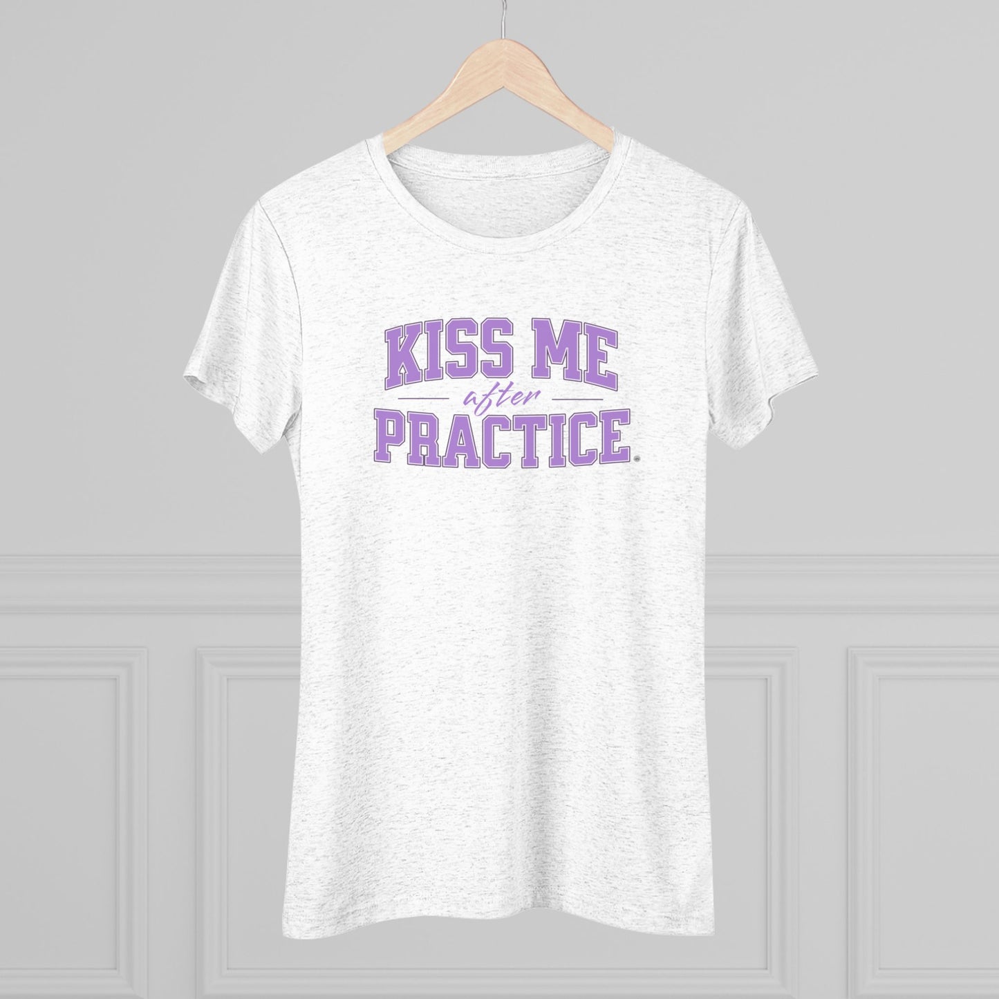 Kiss Me After Practice - Lilac Text - Tri-blend Tee