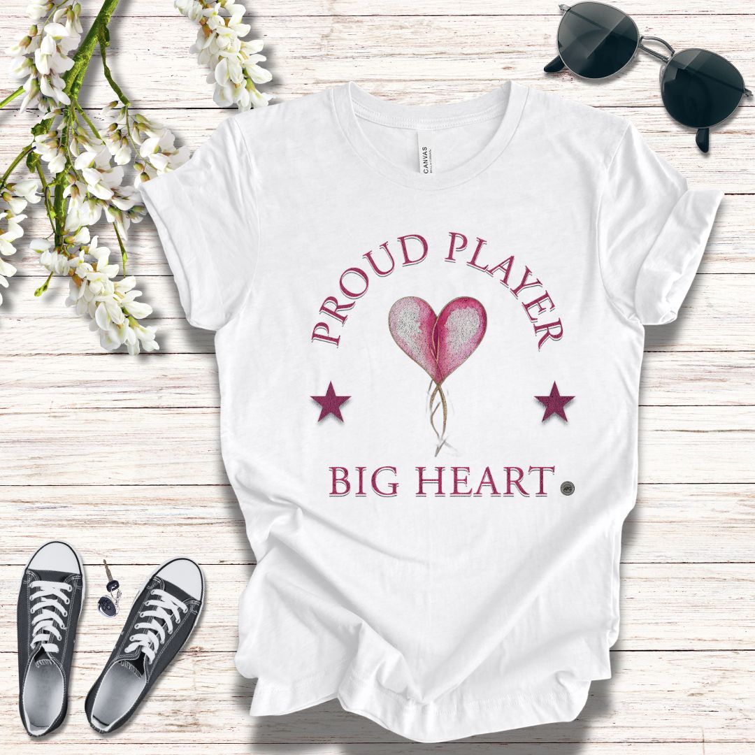 Proud Player Big Heart Tee β (Pink Heart Graphic)