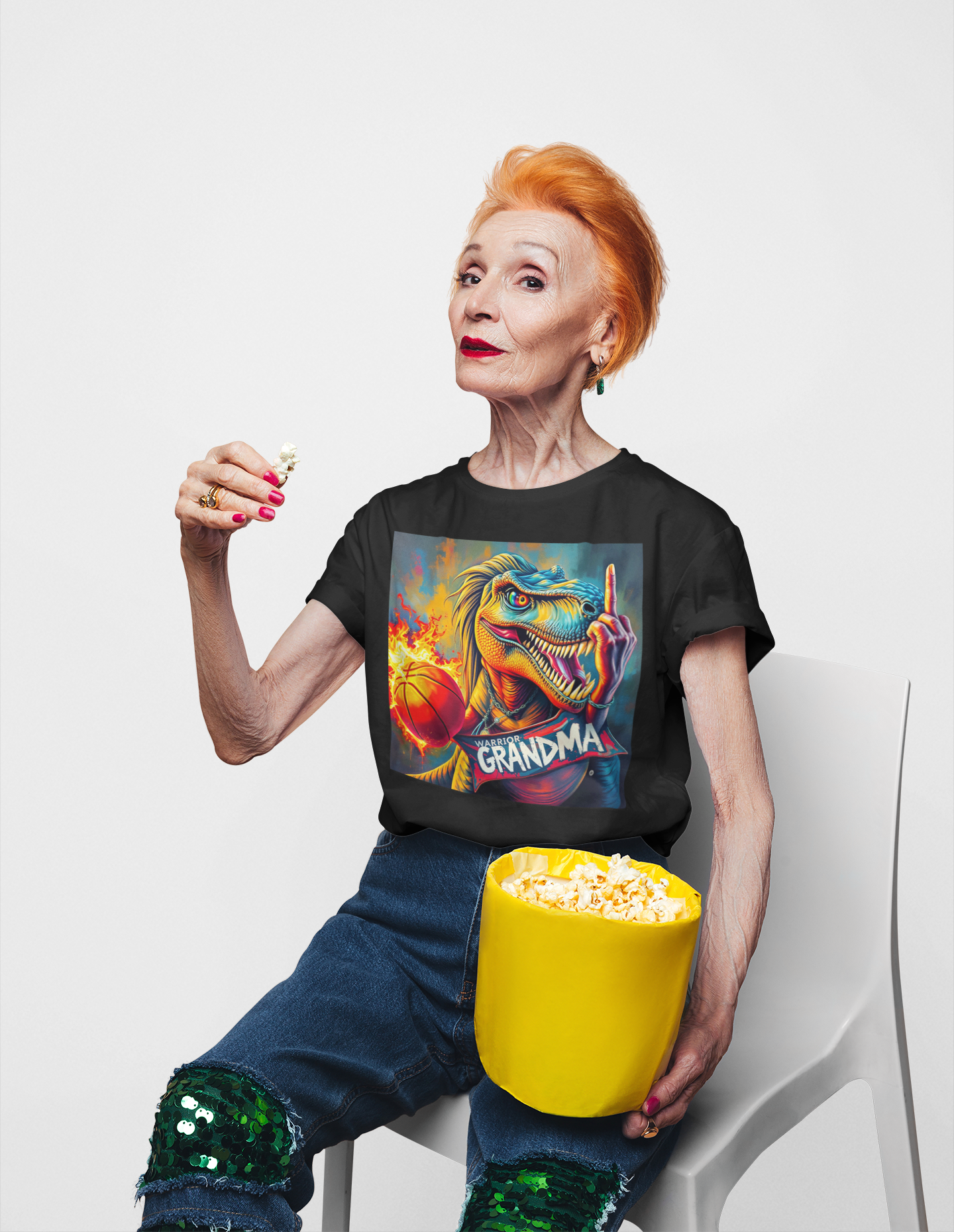 Dinosaur T-Shirt - Warrior Grandma with Basketball Design