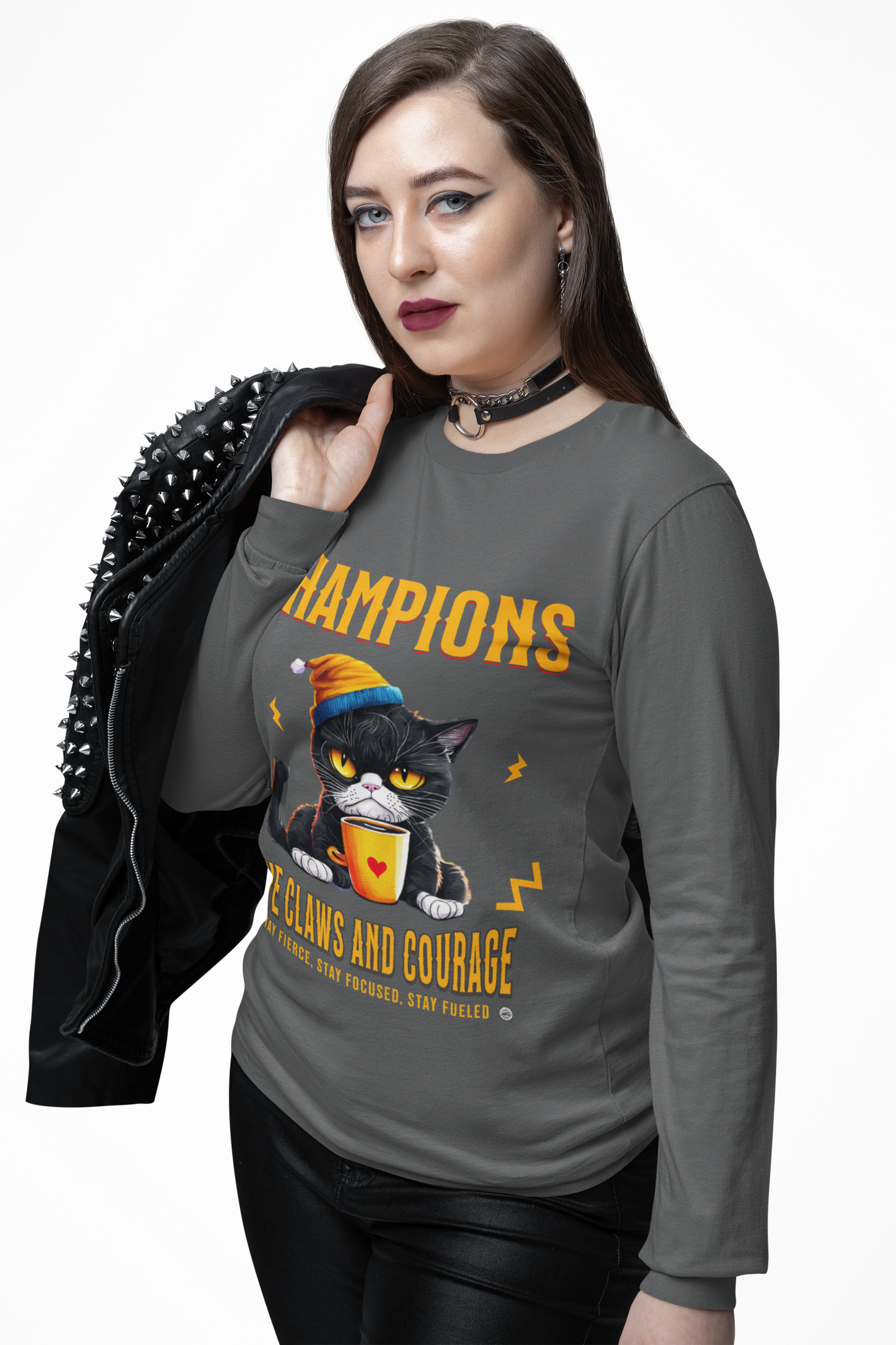 Long Sleeve Tee, Funny Motivational Cat T-Shirt, Gift for Athletes