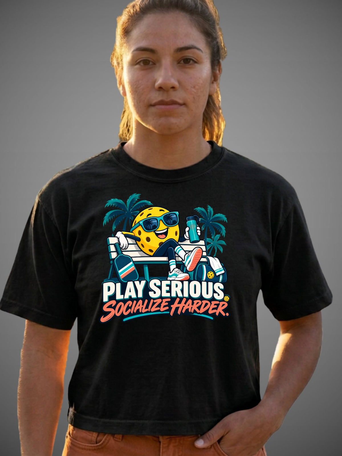 Play Serious. Socialize Harder. Pickleball Women’s Boxy Tee