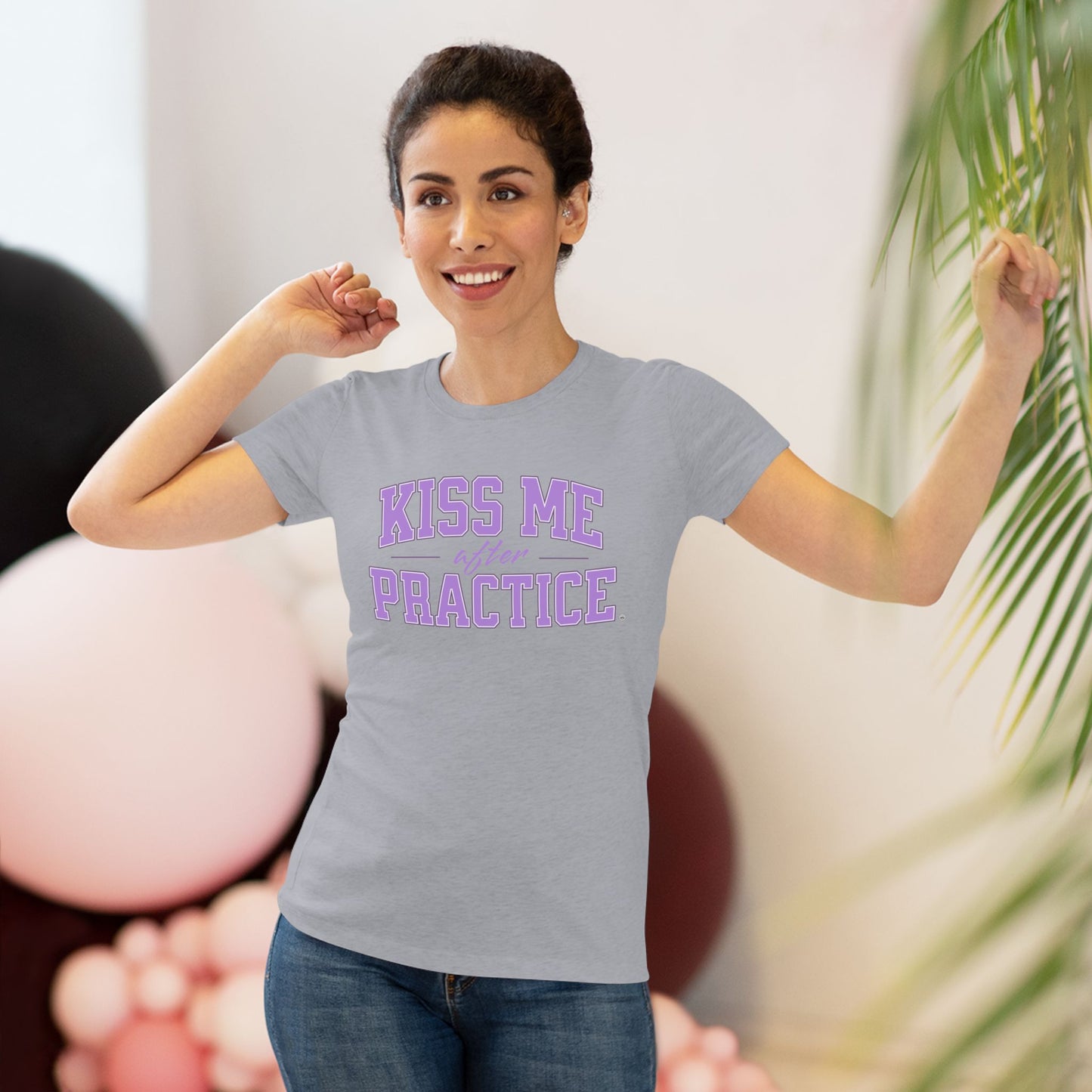 Kiss Me After Practice - Lilac Text - Tri-blend Tee