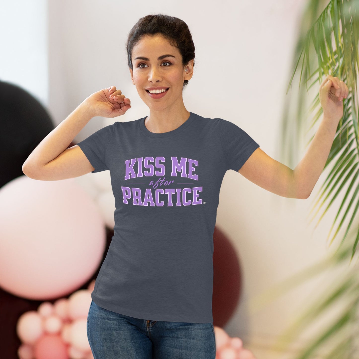 Kiss Me After Practice - Lilac Text - Tri-blend Tee
