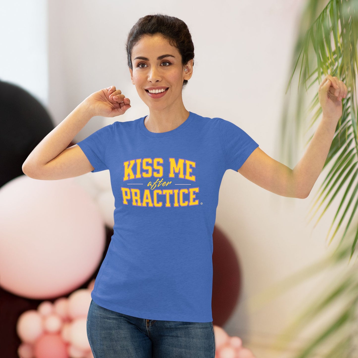 Kiss Me After Practice - Yellow Text - Tri-blend Tee