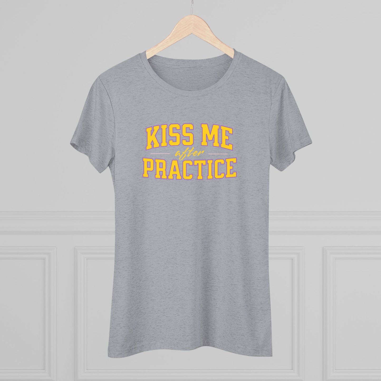 Kiss Me After Practice - Yellow Text - Tri-blend Tee