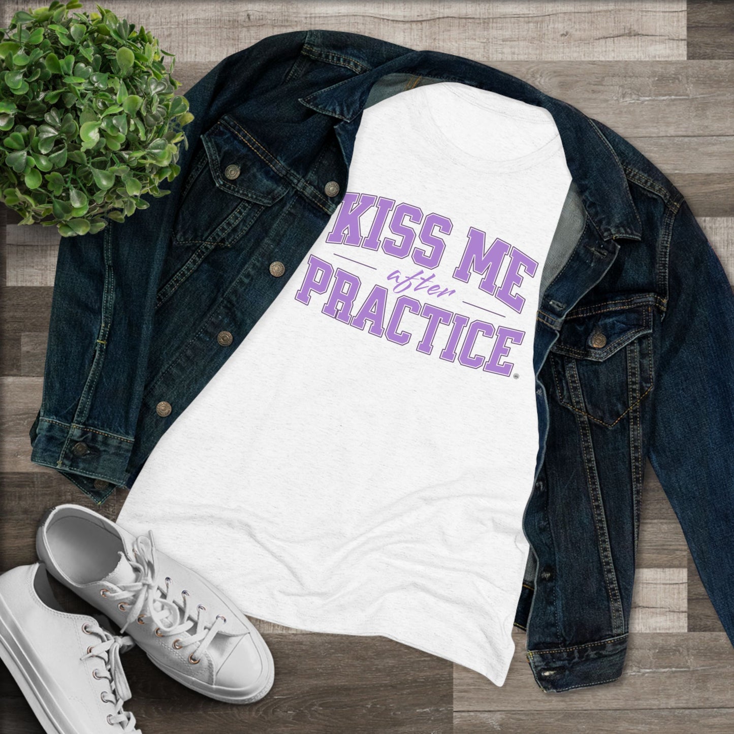 Kiss Me After Practice - Lilac Text - Tri-blend Tee
