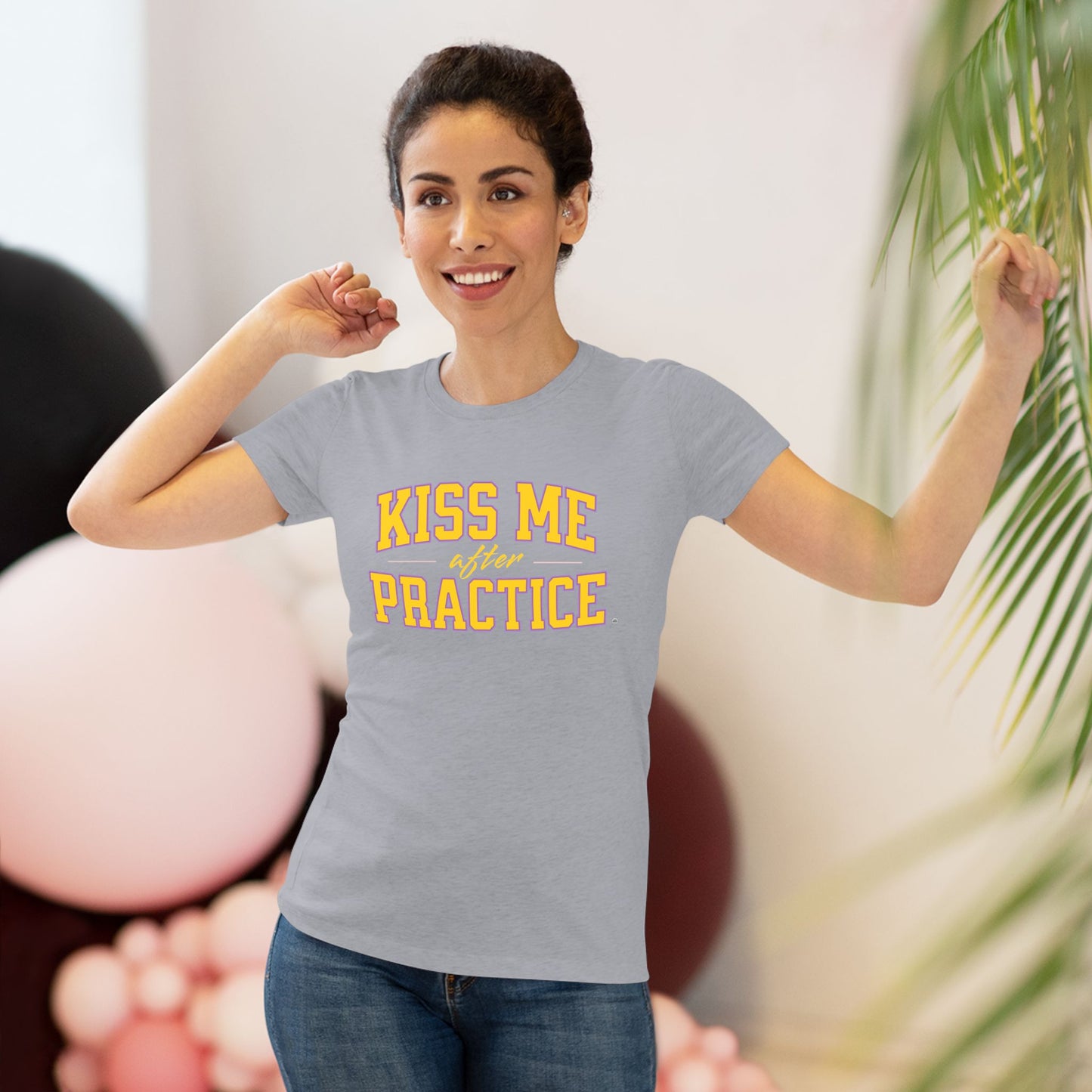 Kiss Me After Practice - Yellow Text - Tri-blend Tee