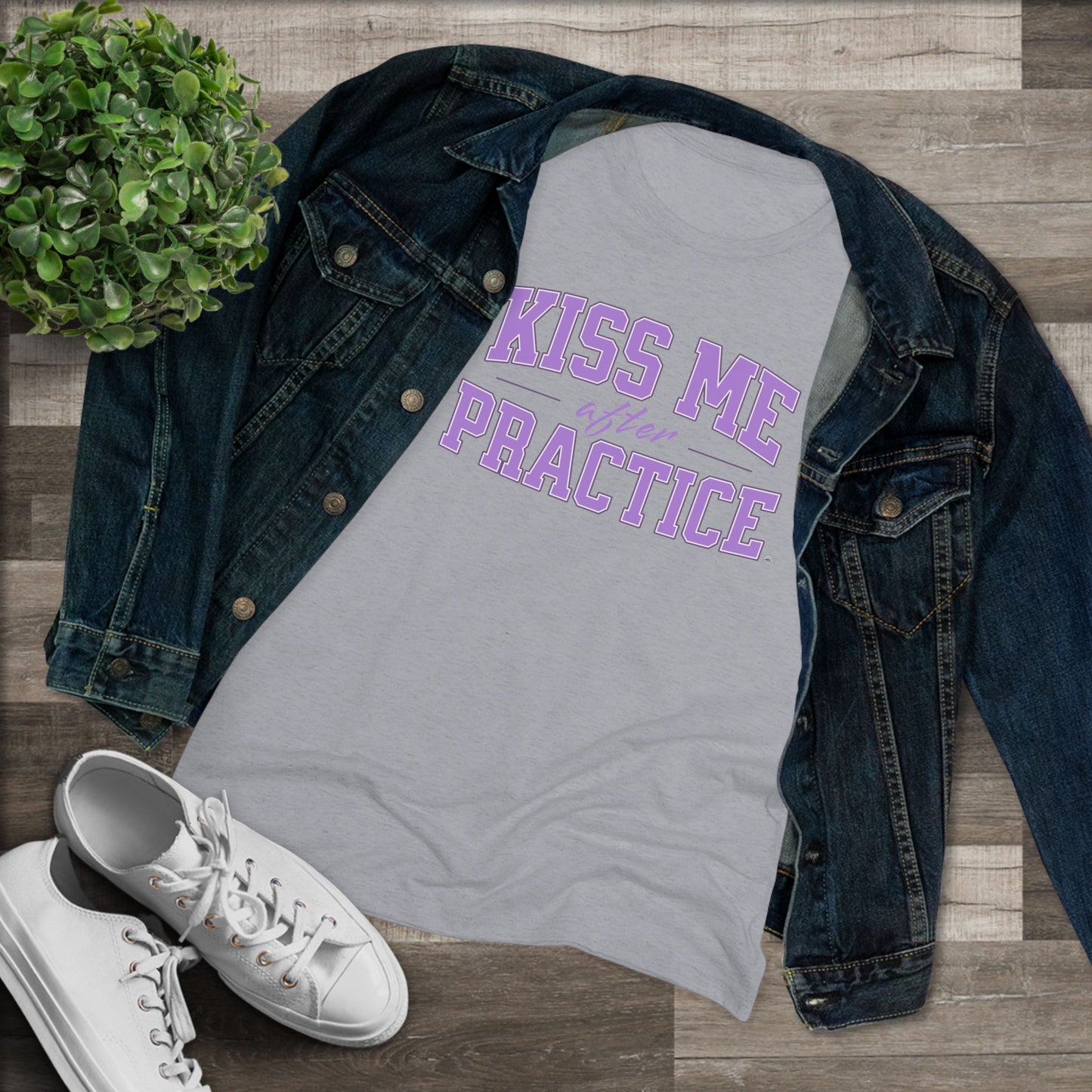 Kiss Me After Practice - Lilac Text - Tri-blend Tee