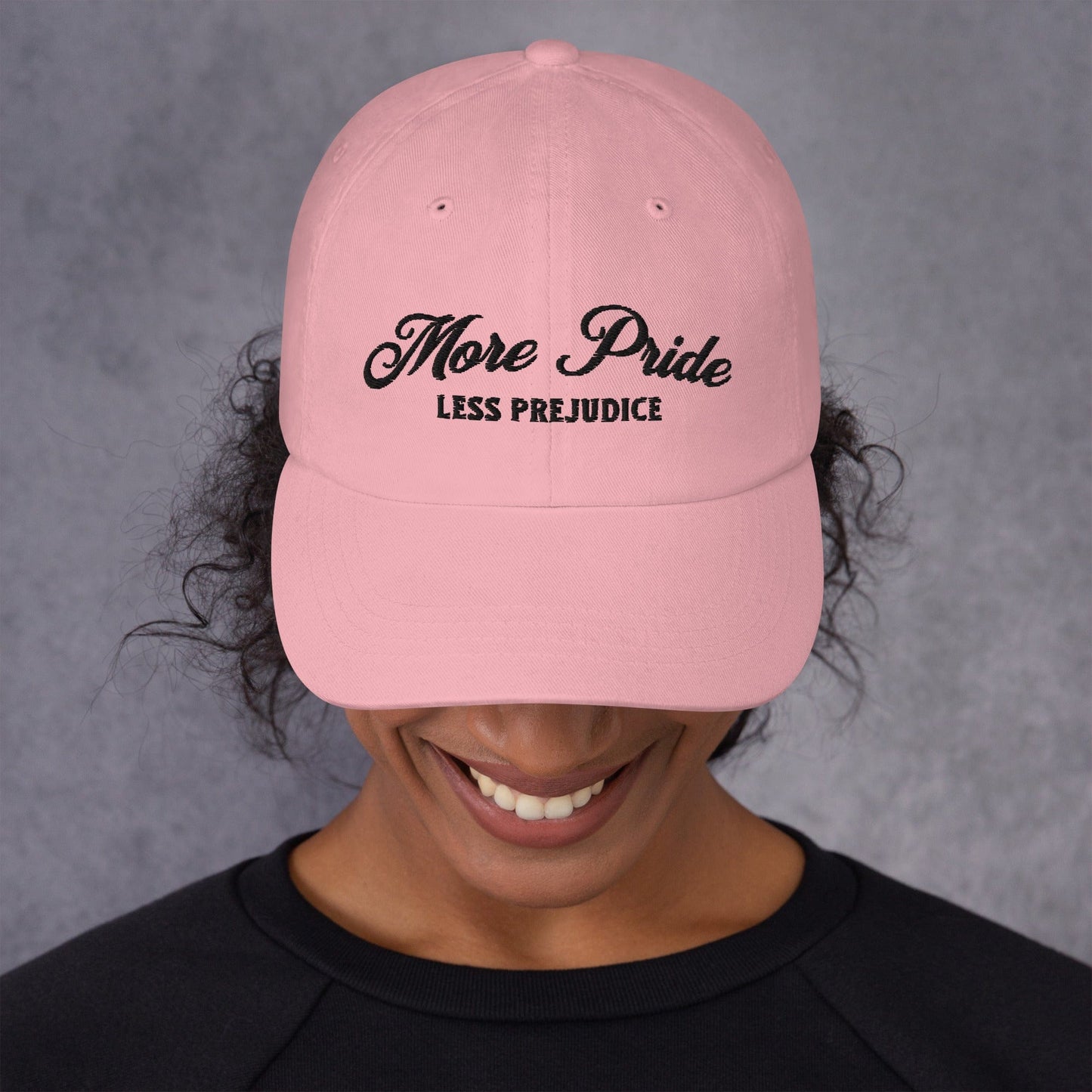 Hat "More Pride Less Prejudice" Cotton Embroidered hat Pink