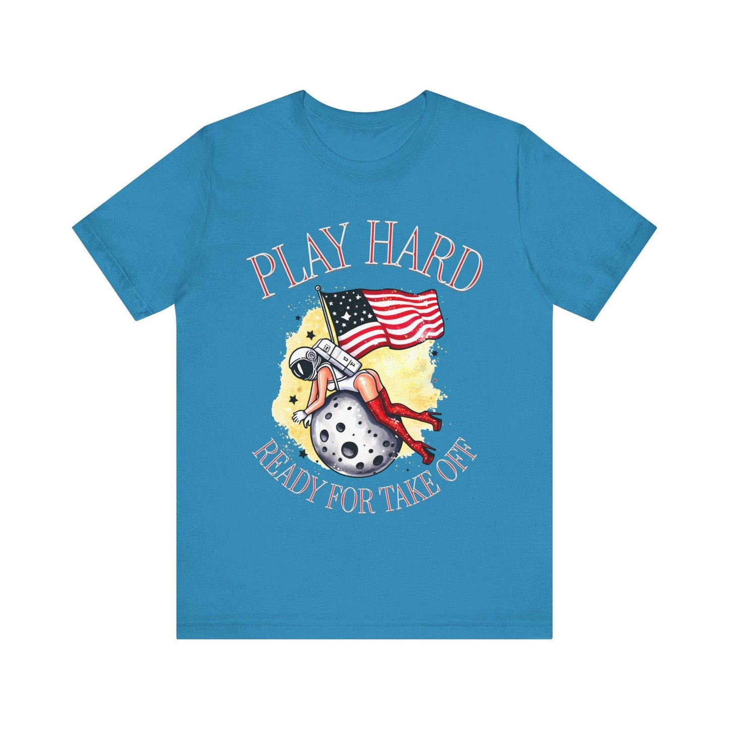 T-Shirt Graphic Tee - Play Hard - Ready for Take Off Unisex Jersey Short Sleeve Tee Aqua / S