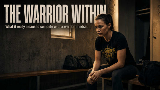 Athlete in focused competition stance representing the warrior mindset and inner power