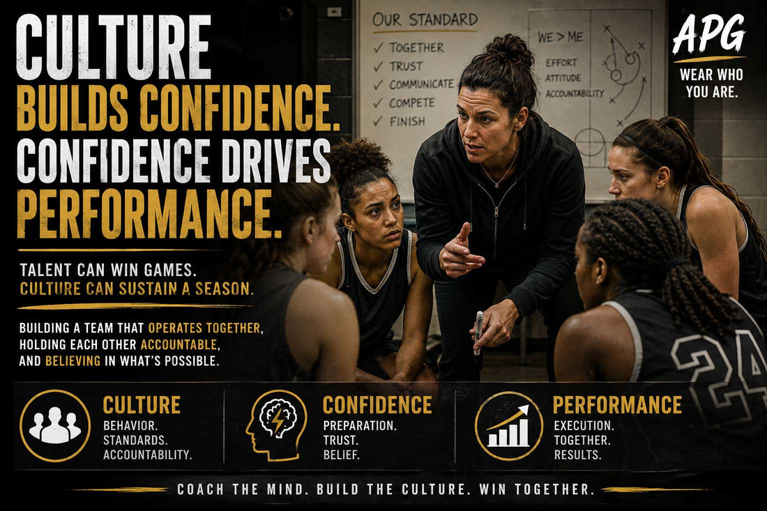 Coach addressing athletes on building team culture, confidence, and accountability in sport