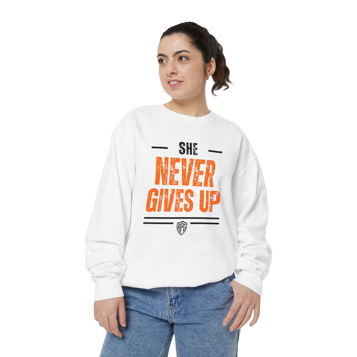 She Never Gives Up Crewneck Sweatshirt