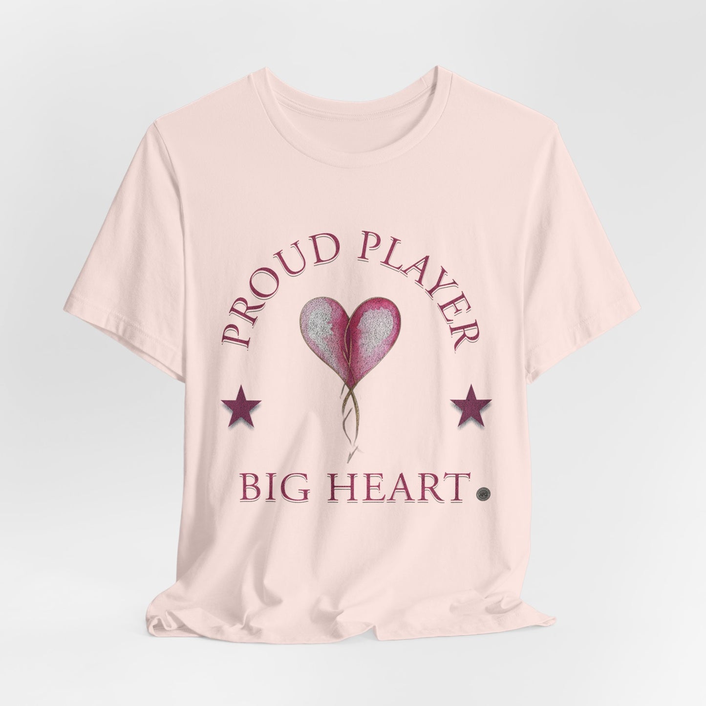 Proud Player Big Heart Tee – (Pink Heart Graphic)
