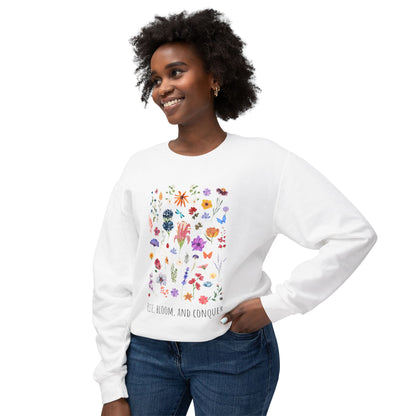 Rise, Bloom & Conquer — Lightweight 100% Cotton Crewneck