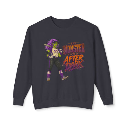 The Monster Comes Out After Dark Softball Sweatshirt