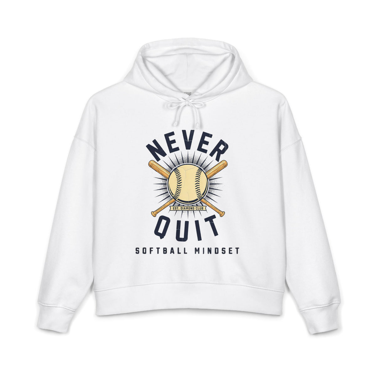 Never Quit Softball Cropped Hoodie | Softball Mindset