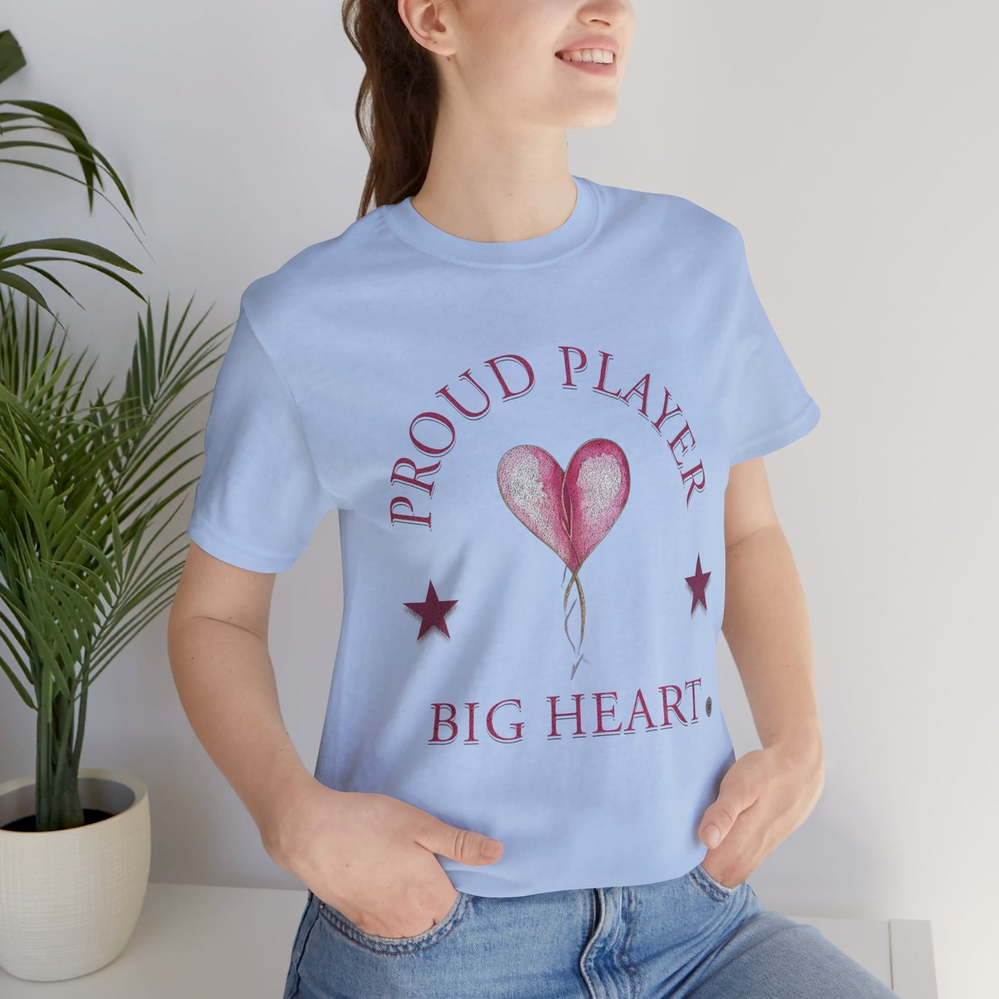 Proud Player Big Heart Tee – (Pink Heart Graphic)