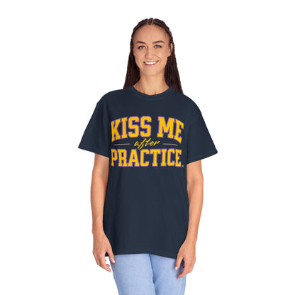 Unisex Tomboy T-shirt - 'Kiss Me after Practice' - Yellow Text