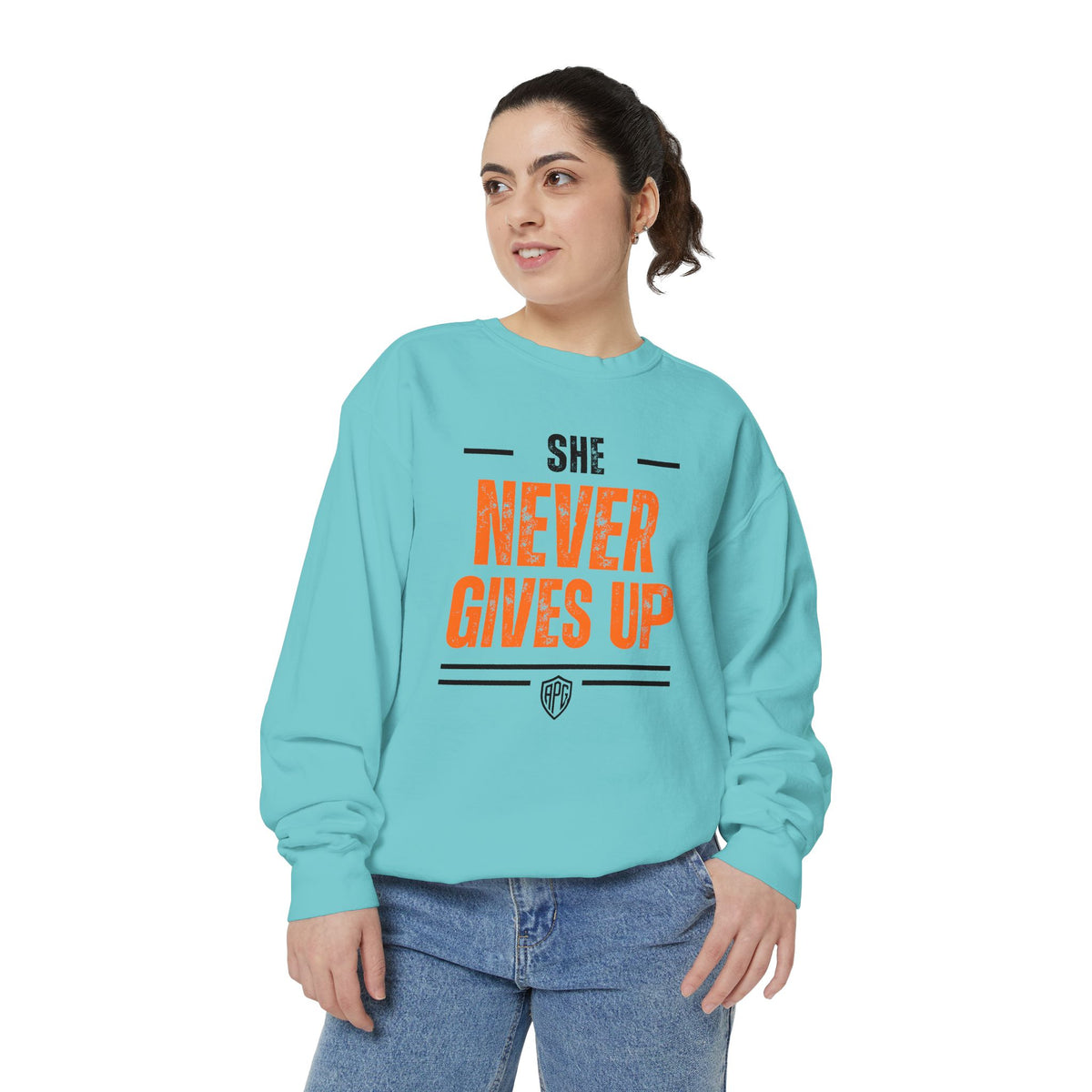 She Never Gives Up Crewneck Sweatshirt