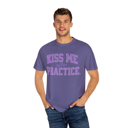 Unisex Tomboy T-shirt - 'Kiss Me after Practice' - Lavender Text