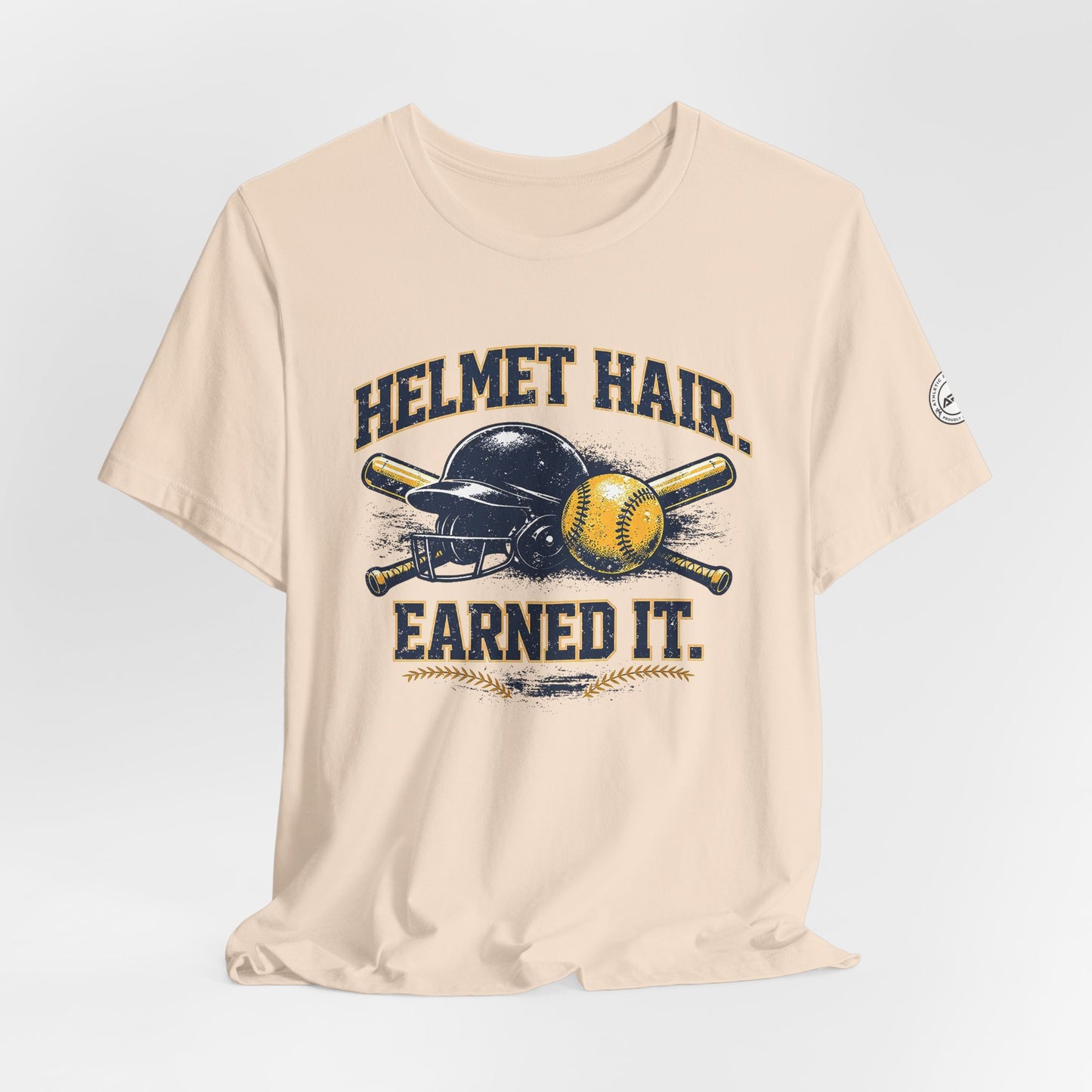 Helmet Hair Earned It Softball Graphic Tee