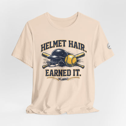 Helmet Hair Earned It Softball Graphic Tee