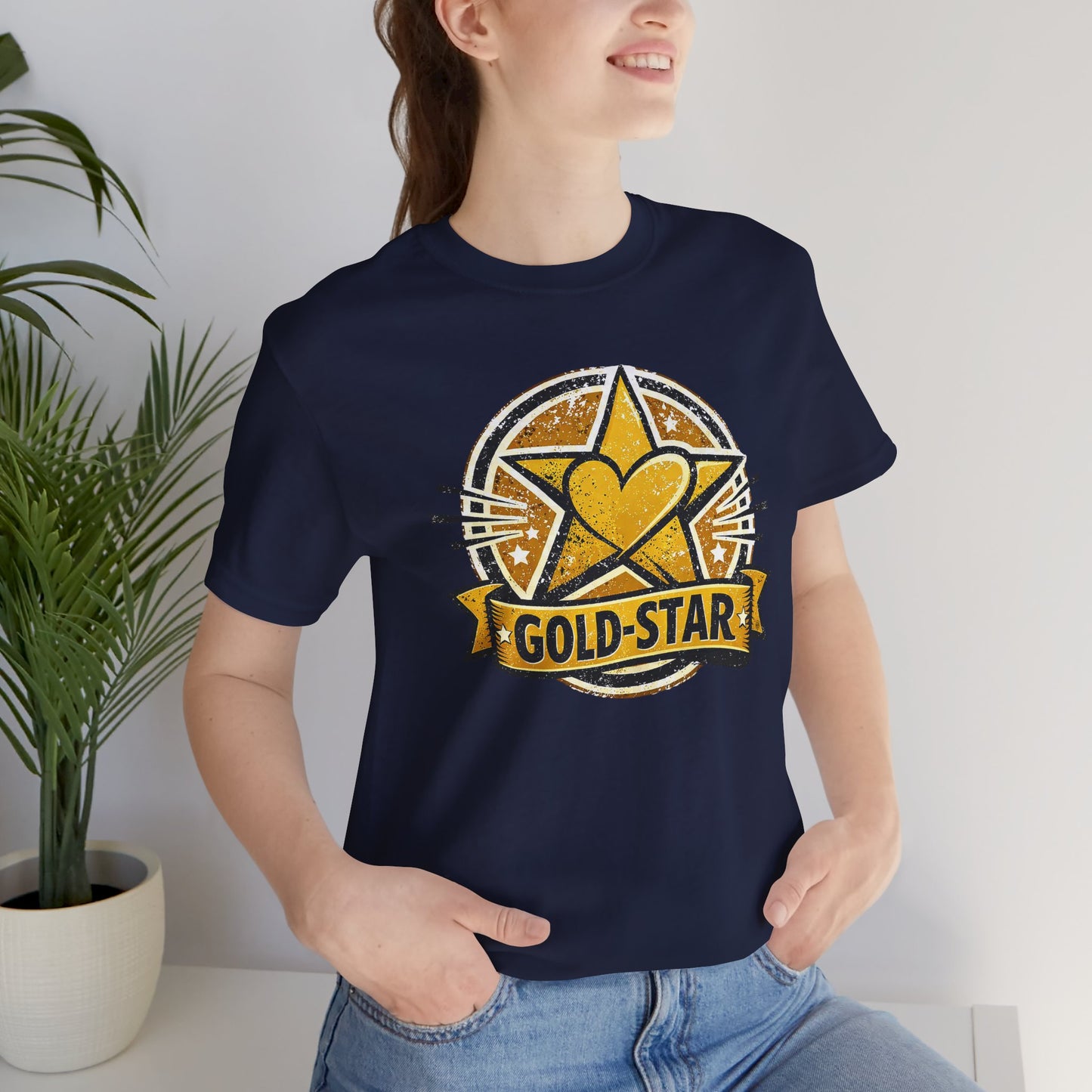 Gold-Star Graphic Tee – Bold Athletic Statement Shirt