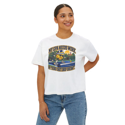 My GPA Needs Work. My Third Shot Drop Doesn’t. — Women’s Boxy Tee