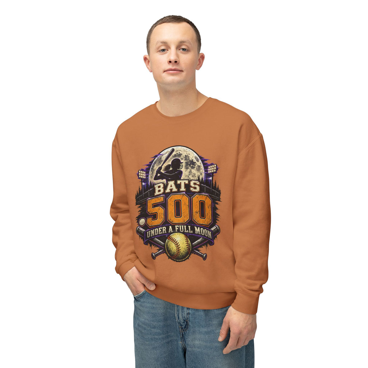 Bats .500 Under a Full Moon Lightweight Crewneck