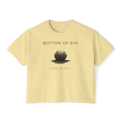Bottom of 9th Baseball Boxy Tee – Stay Ready