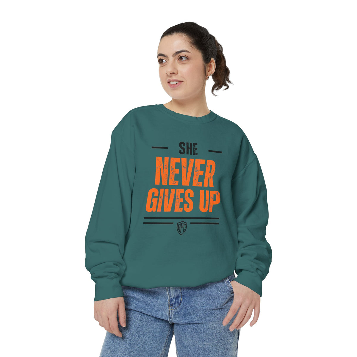 She Never Gives Up Crewneck Sweatshirt