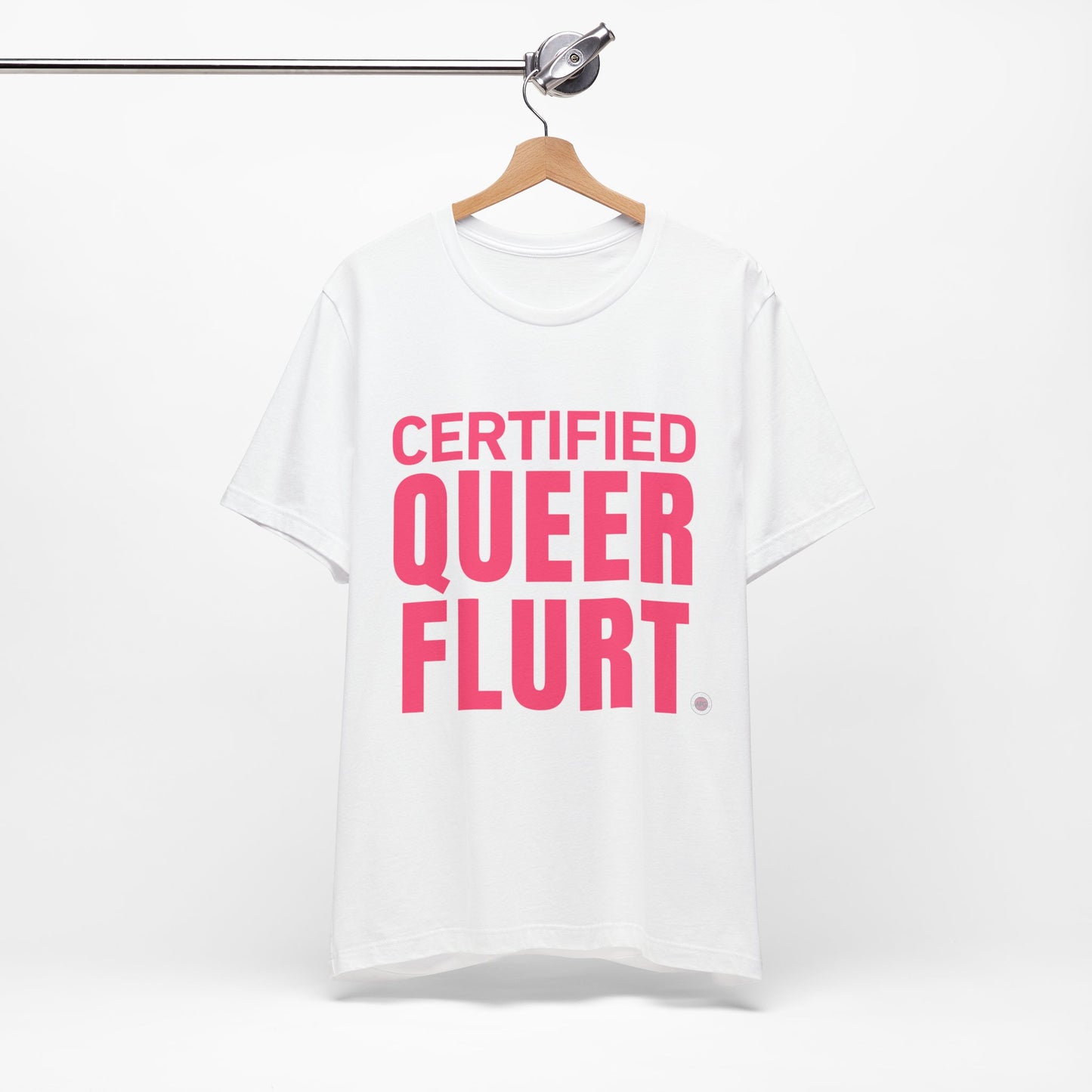 Certified Queer Flurt Tee with Pink Text | Athletic Pride Gear