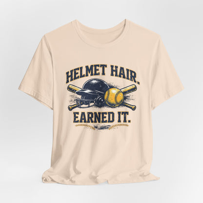 Helmet Hair Earned It Softball Graphic Tee