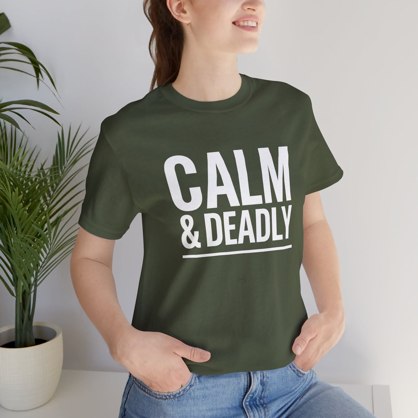 CALM & DEADLY Tee – Confident Athlete Energy | Athletic Pride Gear