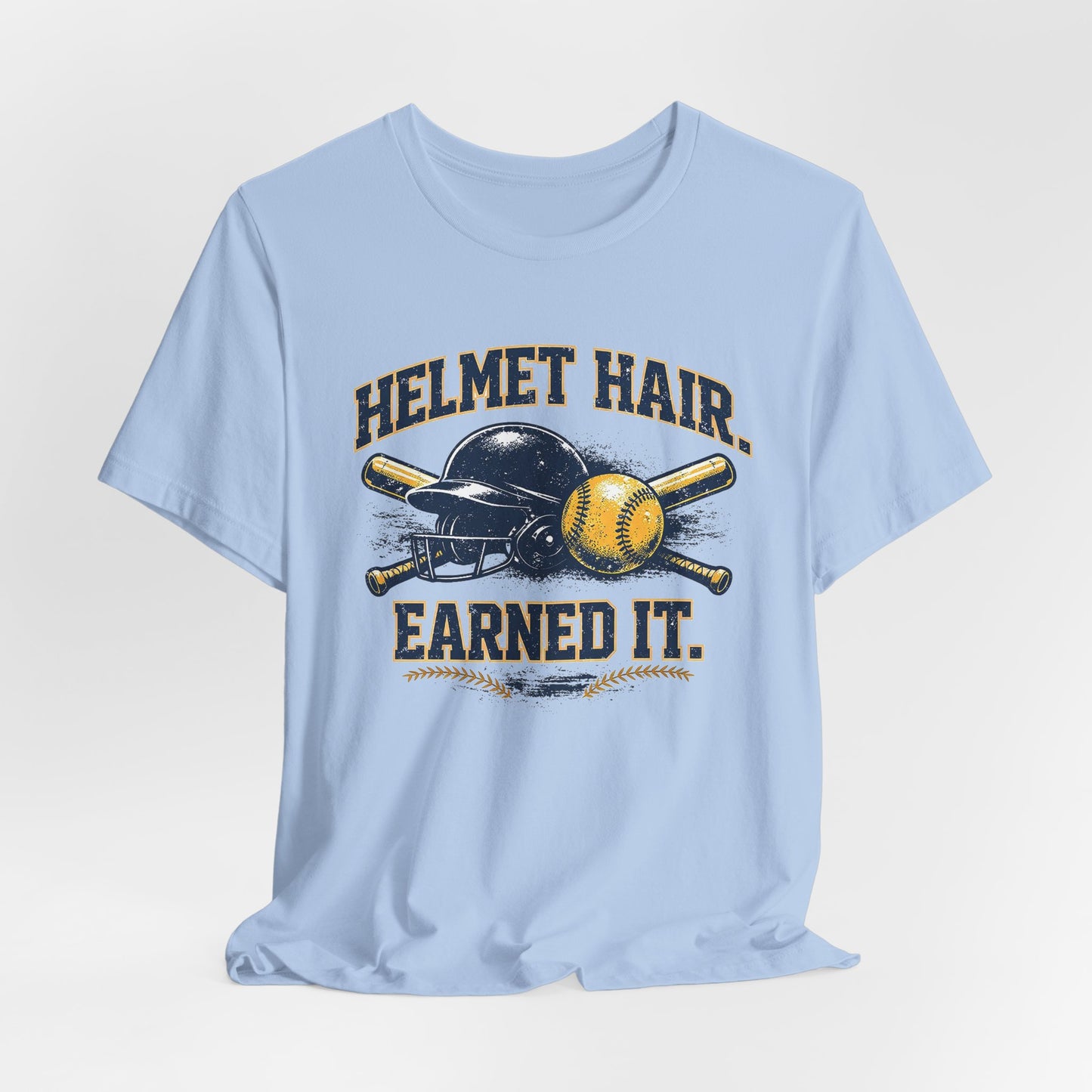 Helmet Hair Earned It Softball Graphic Tee