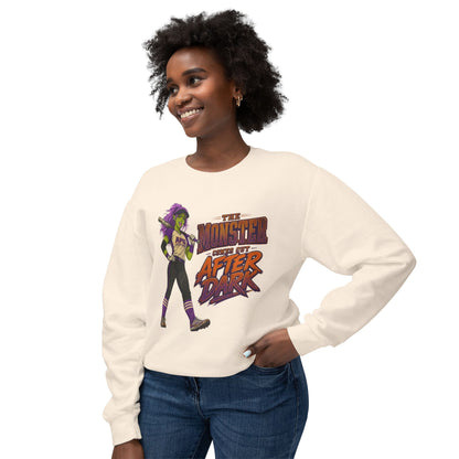 The Monster Comes Out After Dark Softball Sweatshirt