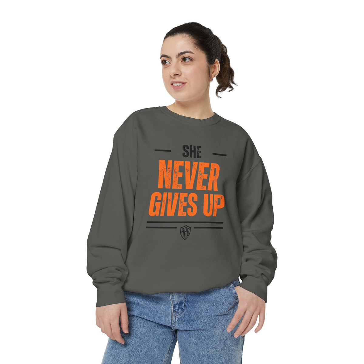 She Never Gives Up Crewneck Sweatshirt